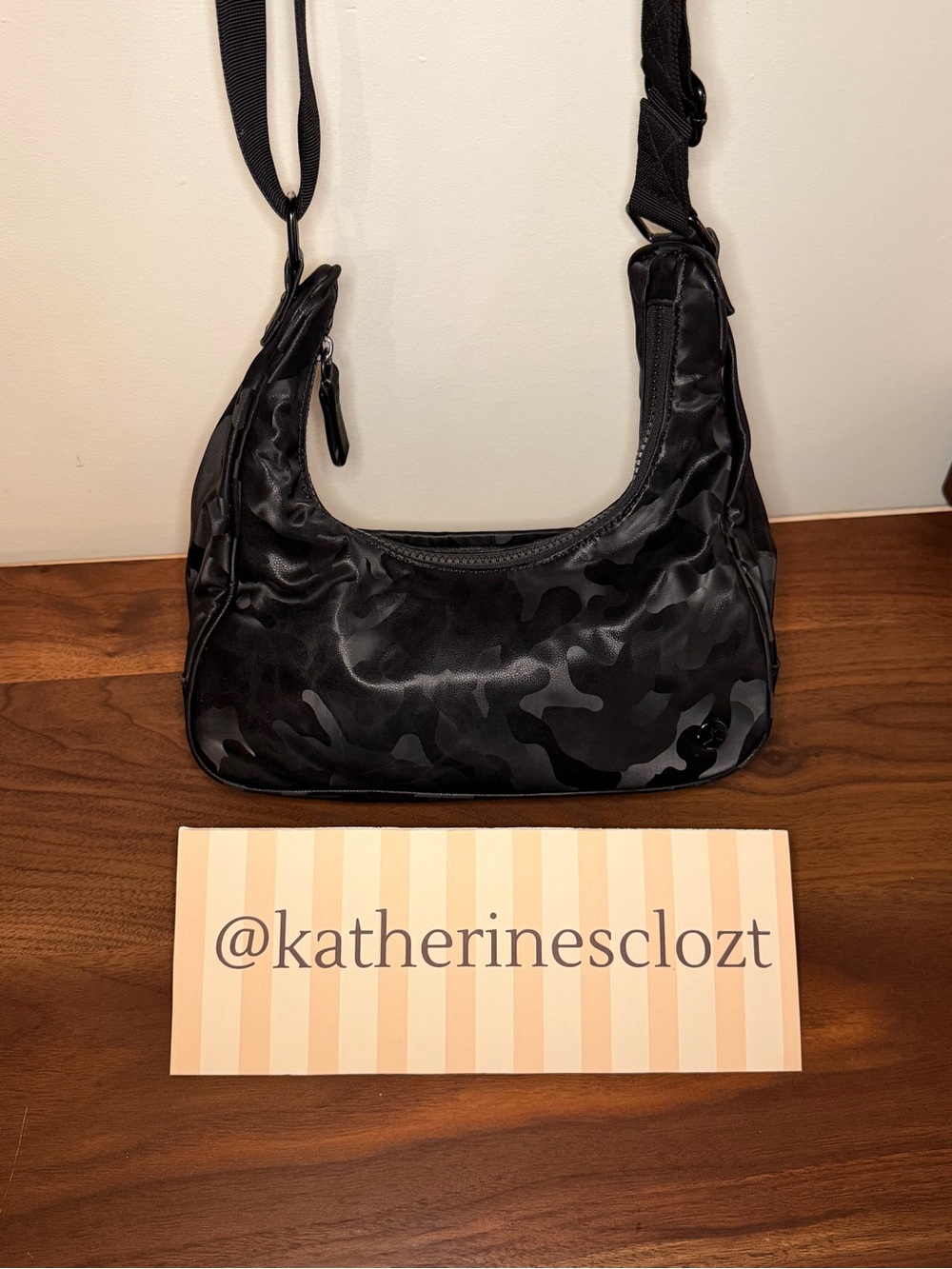 Black Camouflage Nylon Shoulder Bag